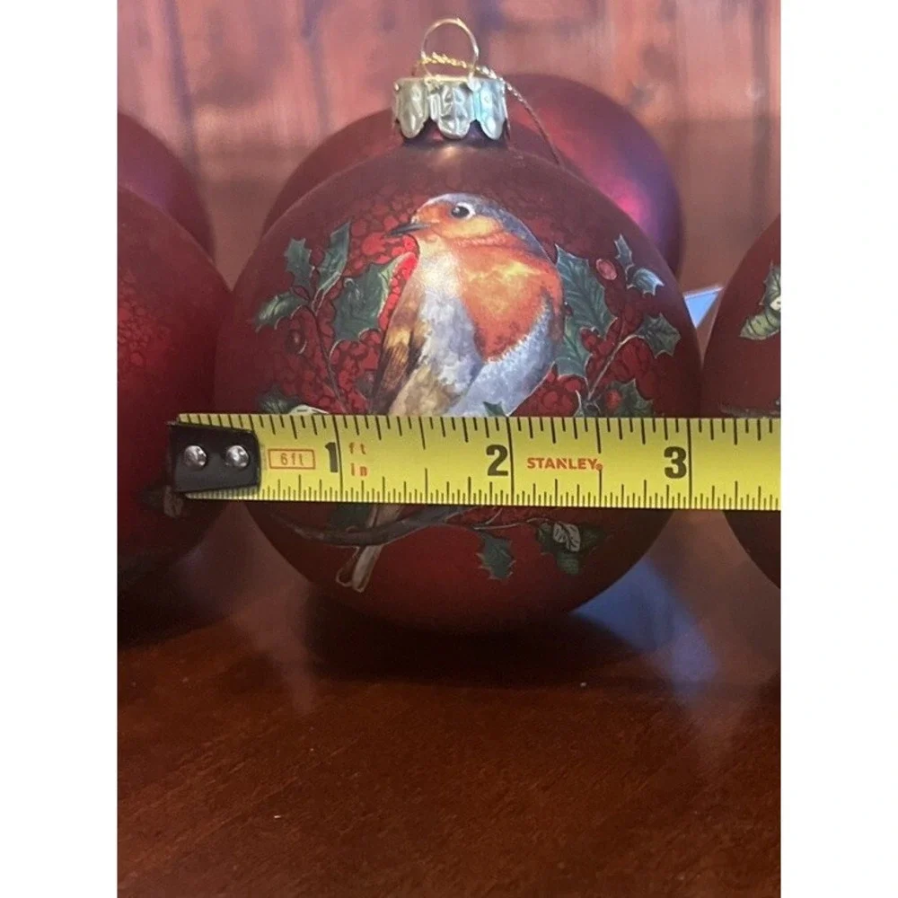Robin Christmas Ornament Red Glass Bird‎ Holly Berries Gisela Graham London